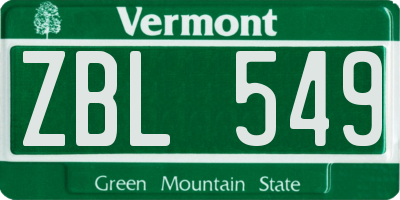 VT license plate ZBL549