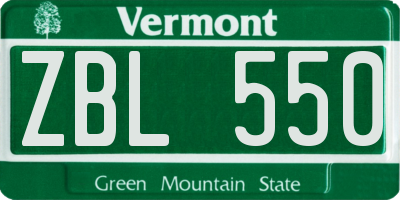 VT license plate ZBL550