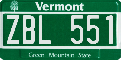 VT license plate ZBL551