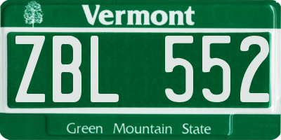 VT license plate ZBL552