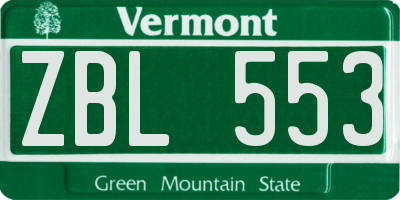VT license plate ZBL553
