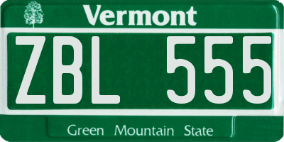 VT license plate ZBL555