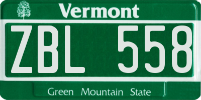 VT license plate ZBL558