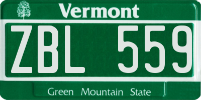 VT license plate ZBL559