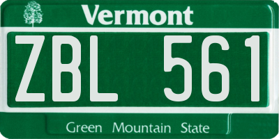 VT license plate ZBL561