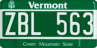 VT license plate ZBL563