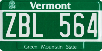 VT license plate ZBL564