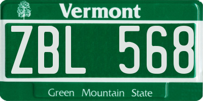 VT license plate ZBL568