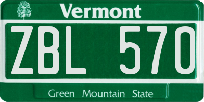 VT license plate ZBL570