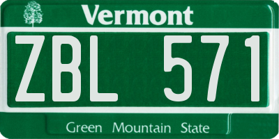 VT license plate ZBL571