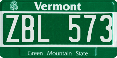 VT license plate ZBL573