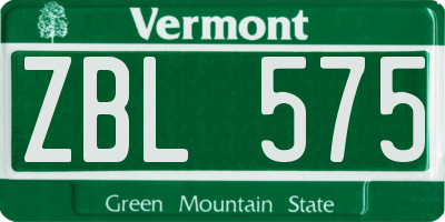 VT license plate ZBL575