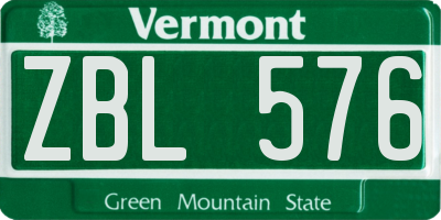 VT license plate ZBL576