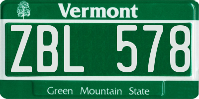 VT license plate ZBL578