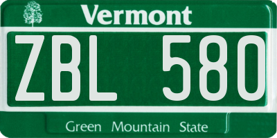 VT license plate ZBL580