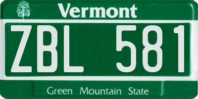 VT license plate ZBL581
