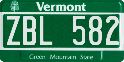 VT license plate ZBL582