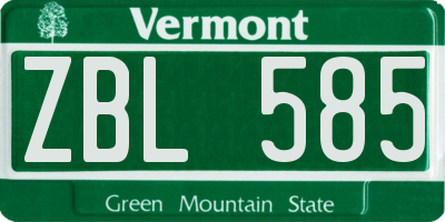 VT license plate ZBL585