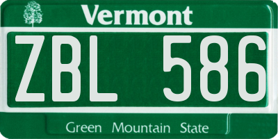 VT license plate ZBL586