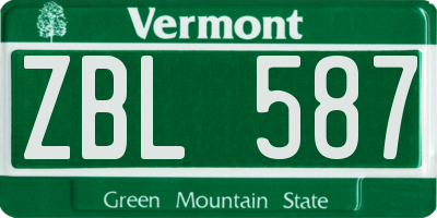 VT license plate ZBL587