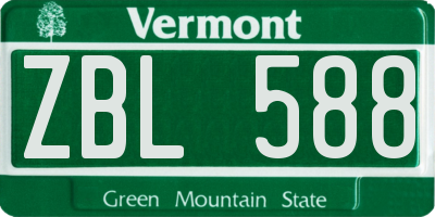 VT license plate ZBL588