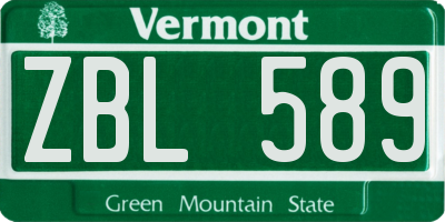 VT license plate ZBL589