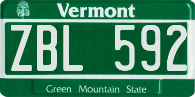 VT license plate ZBL592