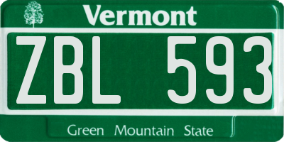 VT license plate ZBL593