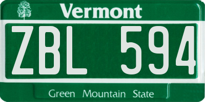 VT license plate ZBL594