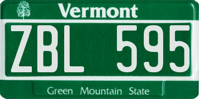 VT license plate ZBL595