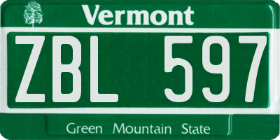 VT license plate ZBL597