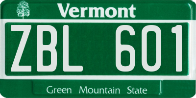 VT license plate ZBL601