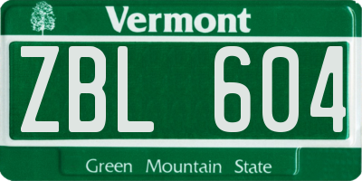 VT license plate ZBL604