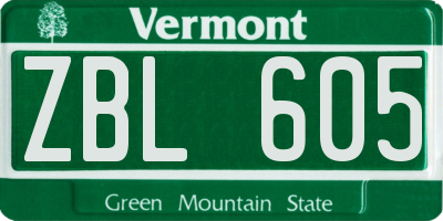 VT license plate ZBL605