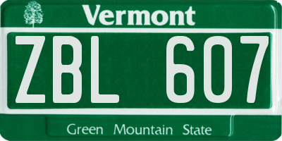 VT license plate ZBL607