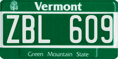 VT license plate ZBL609