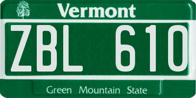 VT license plate ZBL610
