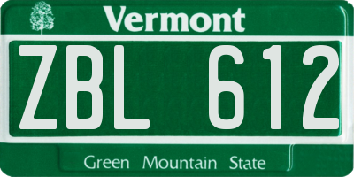 VT license plate ZBL612
