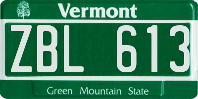 VT license plate ZBL613