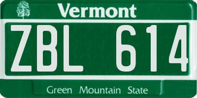 VT license plate ZBL614