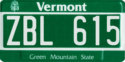 VT license plate ZBL615