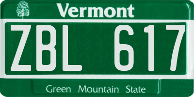 VT license plate ZBL617