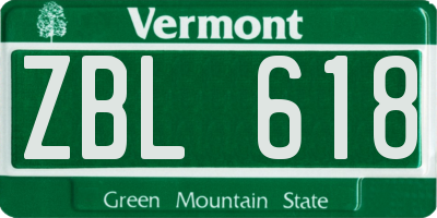 VT license plate ZBL618