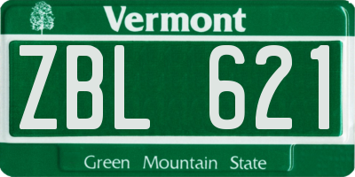 VT license plate ZBL621