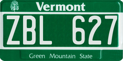 VT license plate ZBL627
