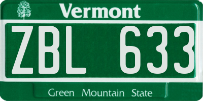 VT license plate ZBL633