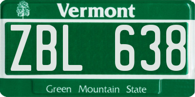 VT license plate ZBL638