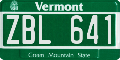 VT license plate ZBL641