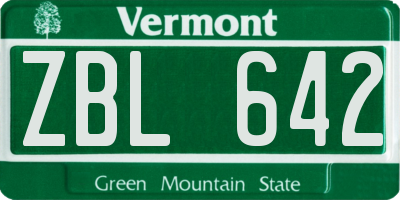 VT license plate ZBL642