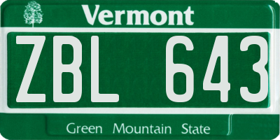 VT license plate ZBL643